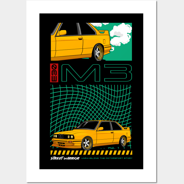 Iconic E30 Sport Car Wall Art by milatees